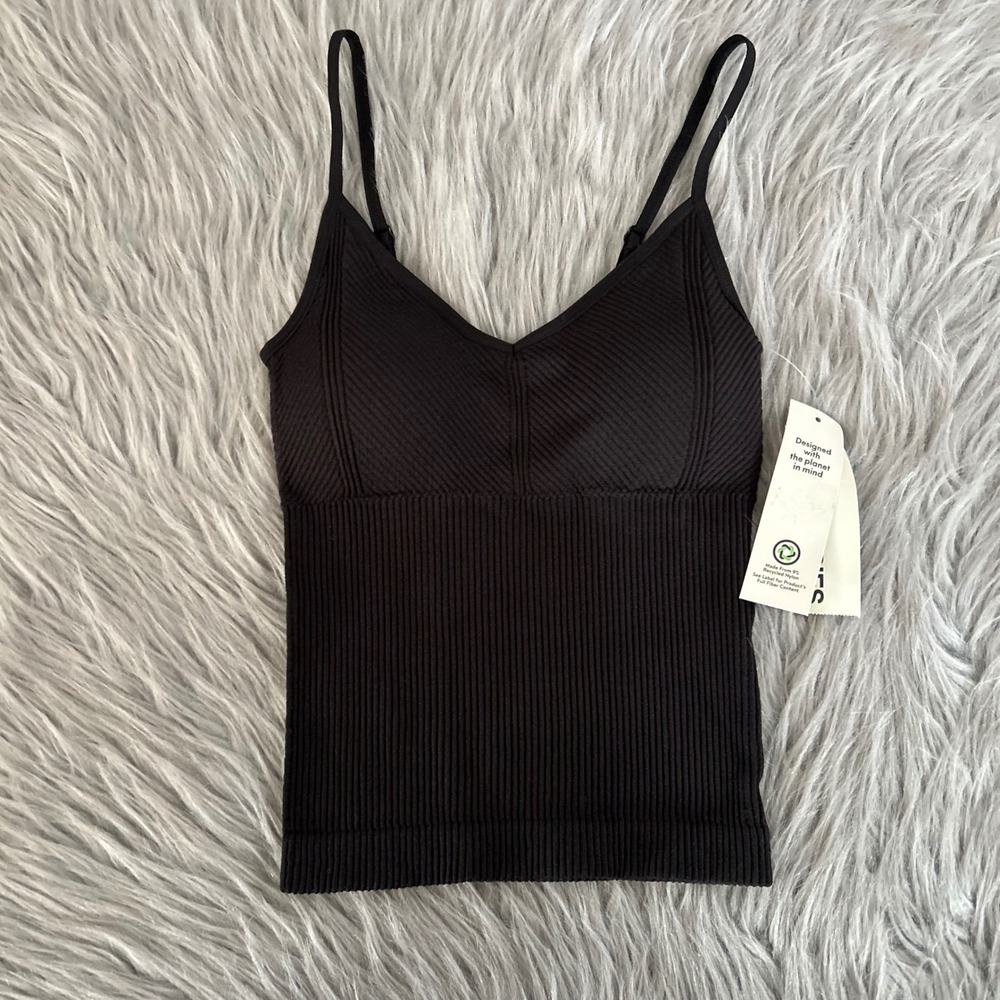 No Boundaries Seamless Wireless Cami Womens Size XXS (00) Black Tank Top‎